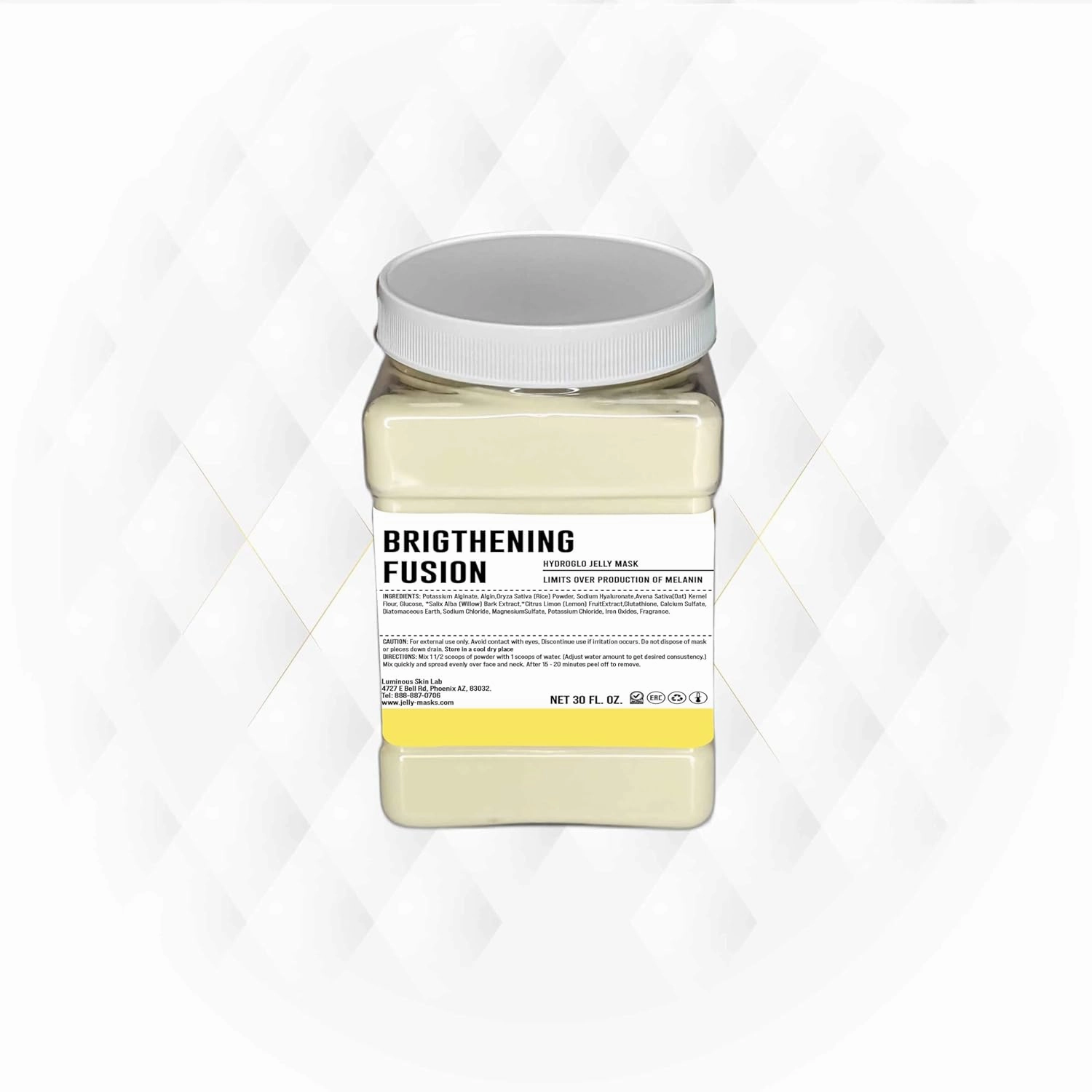 Brightening Fusion Jelly Mask - Professional Peel Off Facial - Reduce Dark Spots, Brighten & Hydrate for All Skin Types - Natural Herbal Extracts, Easy Application, Hyaluronic Acid Infusion | 30 Fl Oz