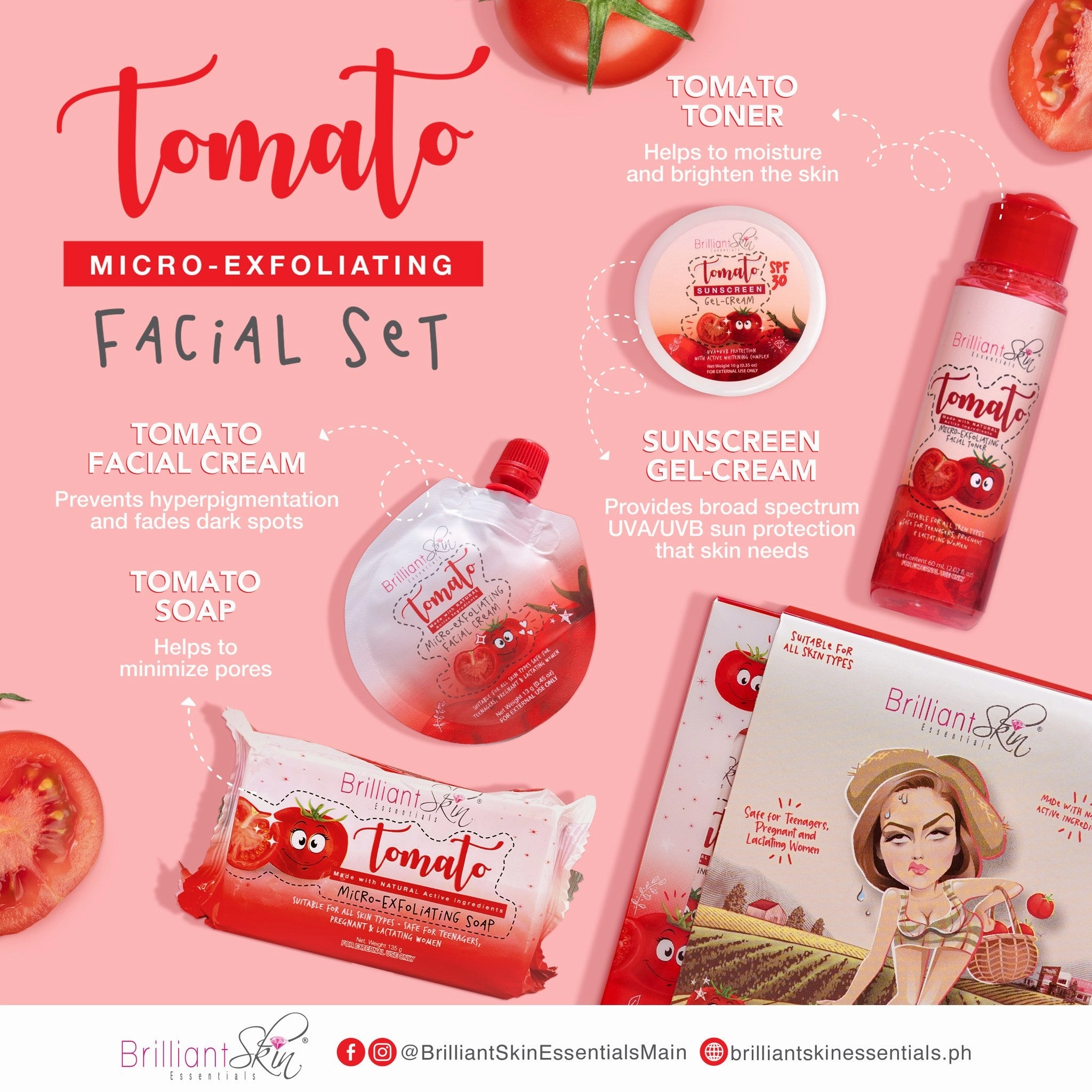 Brilliant Skin SENYORA'S Tomato Micro-Exfoliating Facial Set