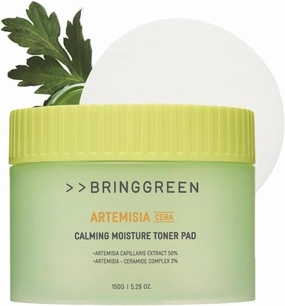 BRING GREEN Artemisia Cera Calming Moisture Toner Pad | Vegan Daily Skincare Routine for Redness Relief, Skin Balancing, Extra Calming, Exfoliating, Mask Sheet Type Toner Pads, 90 Count