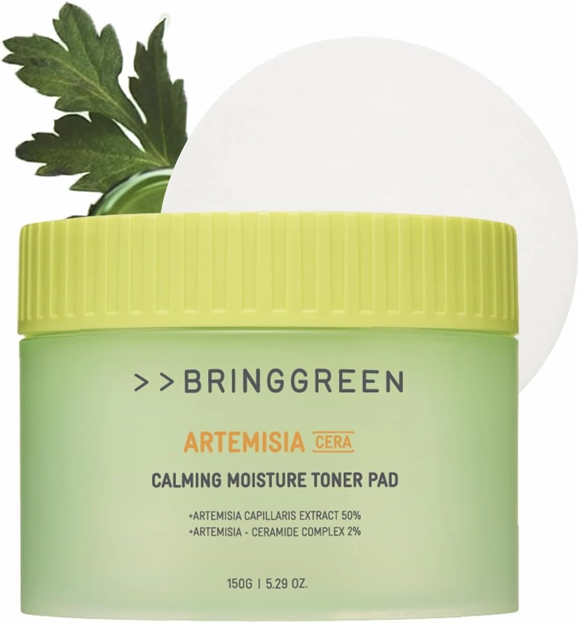 BRING GREEN Artemisia Cera Calming Moisture Toner Pad | Vegan Daily Skincare Routine for Redness Relief, Skin Balancing, Extra Calming, Exfoliating, Mask Sheet Type Toner Pads, 90 Count