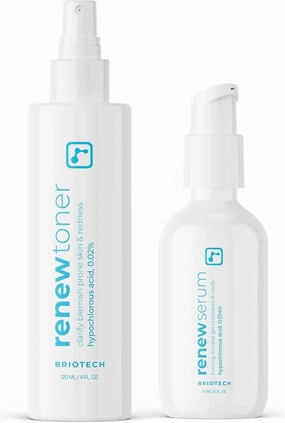 BRIOTECH BrioCare Skin Care Set, Skin Renew Toner Spray 4 fl oz   Mineral Serum 2 fl oz, Minimize Appearance of Acne, Soften Lines, Tighten Wrinkles, Smooth Face Neck Chest, Gift Set for Men & Women
