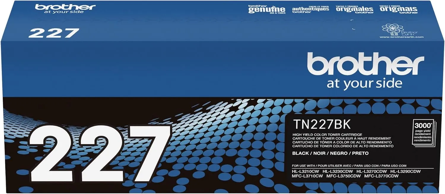 Brother Genuine TN227, TN227BK, High Yield Toner Cartridge, Replacement Black Toner, Page Yield Up to 3,000 Pages, TN227BK, Amazon Dash Available