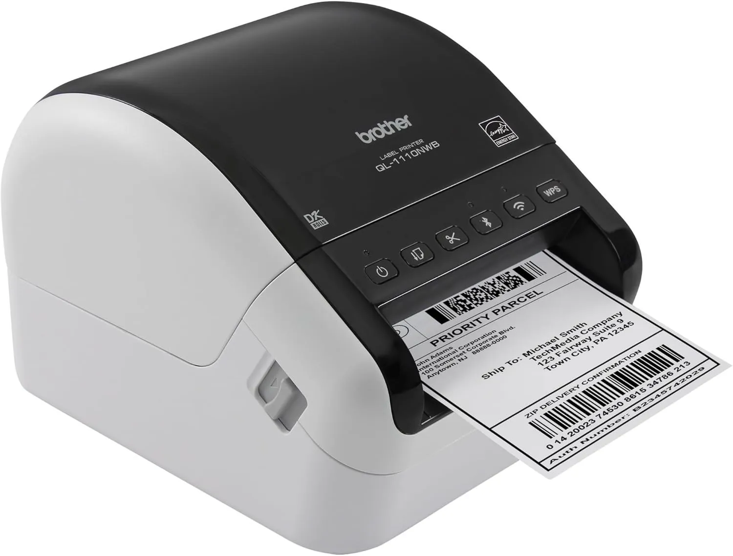 Brother QL-1110NWB Wide Format, Postage and Barcode Professional Thermal Monochrome Label Printer with Wireless Connectivity