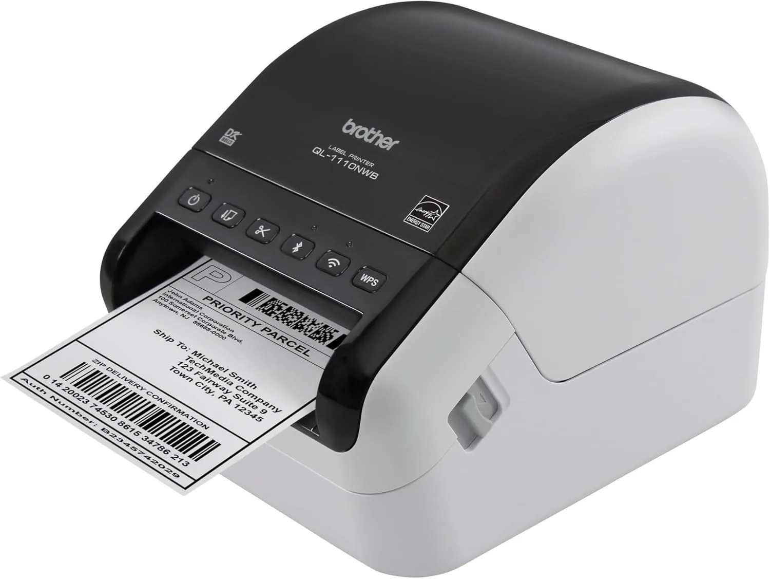 Brother QL-1110NWB Wide Format, Postage and Barcode Professional Thermal Monochrome Label Printer with Wireless Connectivity