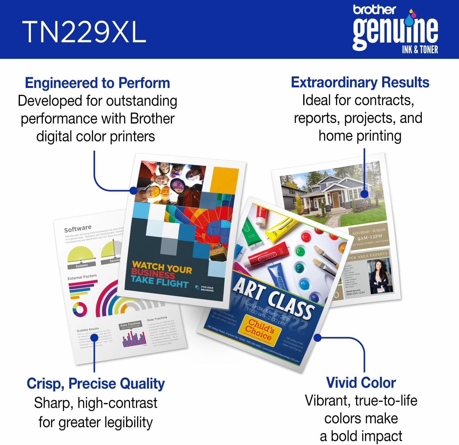 Brother Genuine TN229XLY Yellow High Yield Printer Toner Cartridge - Print up to 2,300 Pages(1)