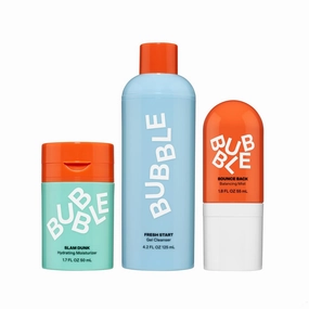 Bubble Skincare Slam Dunk Face Moisturizer (50ml)   Fresh Start Gel Cleanser (125ml)   Bounce Back Balancing Facial Toner Mist (55ml)