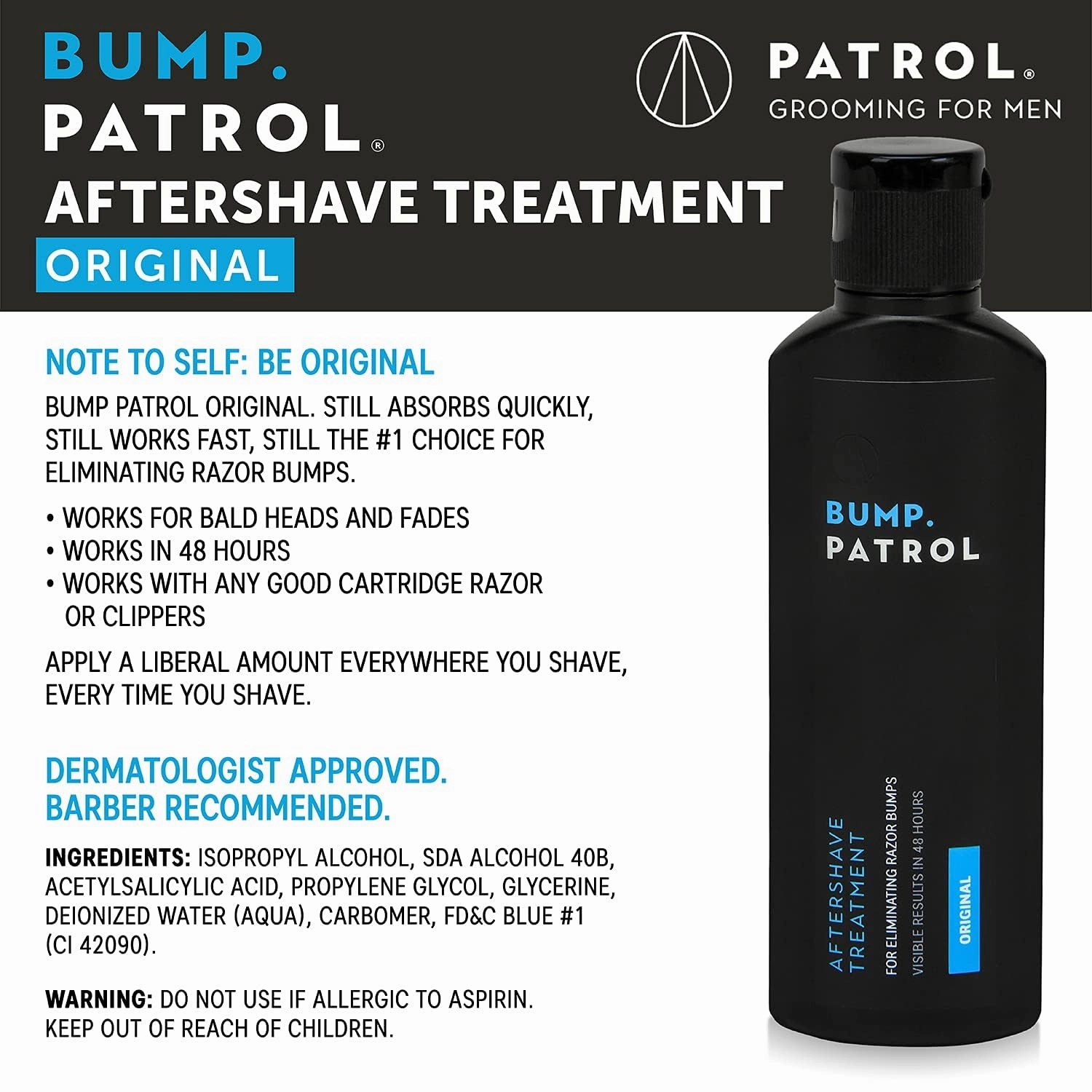 Bump Patrol After‑Shave Treatment Serum – Razor Bumps, Ingrown Hair & Razor Burn Solution – Salicylic Acid Exfoliating Toner for Men & Women – Post‑Shave Relief - 4 Ounces 4 Pack