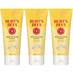 Burt's Bees Face Wash, Deep Facial Cleansing Cream, College Back to School Dorm Essentials, All Natural Cleanser with Chamomile, 6 Ounce (Pack of 3) (Packaging May Vary)