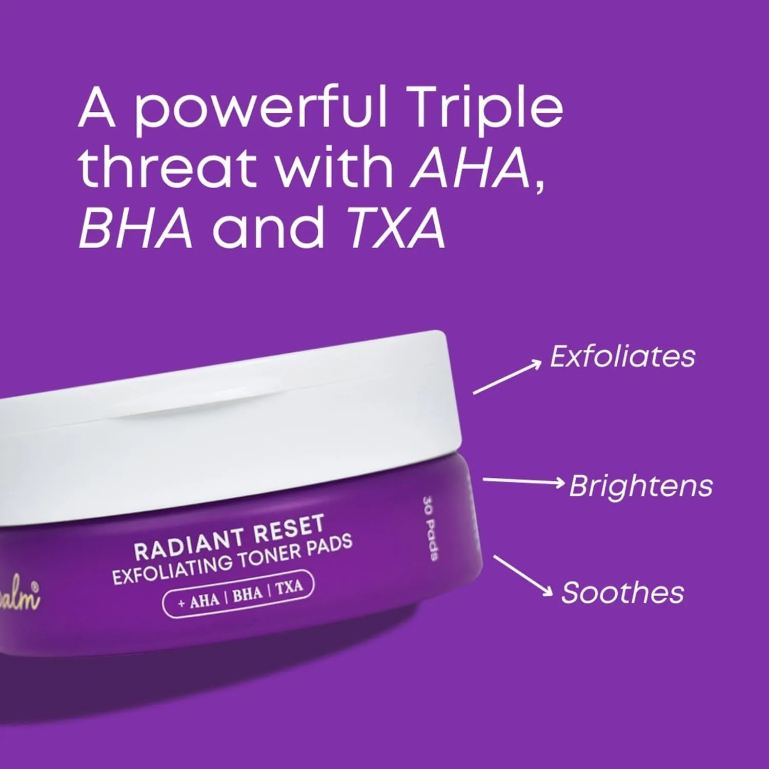 Bushbalm Exfoliating Ingrown Hair Pads - Enhanced with BHA & AHA for Underarm   Bikini Area - Daily Use to Soothe Ingrown Hairs & Razor Bumps - TXA for Dark Spots - Radiant Reset 30 Large Pads