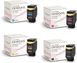 C410/C415 Standard Capacity Toner Cartridges 4 Pack (BK/C/M/Y) - Compatible 006R04677 006R04678 006R04679 006R04680 Toner Cartridges Replacement for Xerox C410 C415 Ink for C410DN C415DN Color Printer