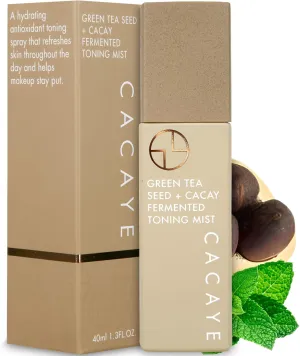 CACAYE Facial Toner Spray, Travel Size, 1.35 Ounce - Green Tea Skin Care Toner   CaCay Oil - Hydrating Face Mist Spray with Niacinamide, Amino Acid Complex, Vegan Collagen - Setting Spray for Makeup