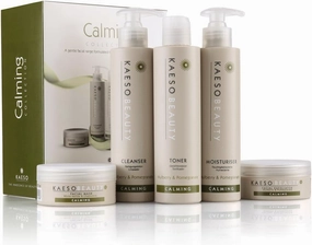 Calming Facial Kit (Includes Calming Mask, Calming Exfoliator, Calming Cleanser, Calming Toner & Calming Moisture) by Kaeso Beauty