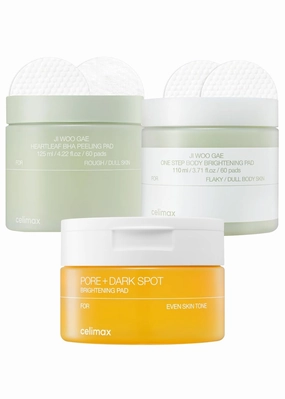Celimax Ji.Woo.Gae Heartleaf BHA Peeling & Body Brightening Set - (60 Pads)   Pore Dark Spot Brightening Pad (40 Pads) 110ml