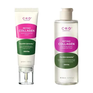CKD Retino Collagen Anti-Aging Skincare Bundle – Firming Face Cream & Hydrating Skin Toner with Retinal & Low Molecular Collagen for Wrinkle Reduction, Elasticity Boost, and Deep Moisture