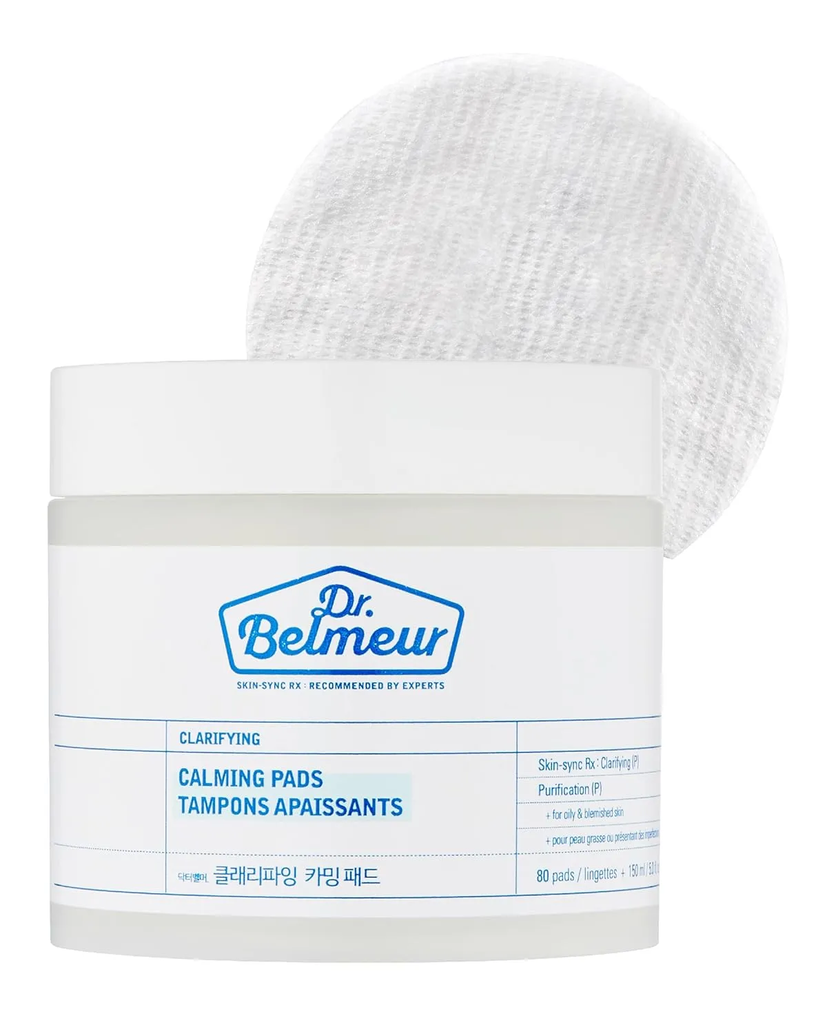 Clarifying Calming Pads (80 Count) - Gentle Soothing Toner Pads for Sensitive Skin, Oil Control. Korean Skin Care. Gentle Formula.