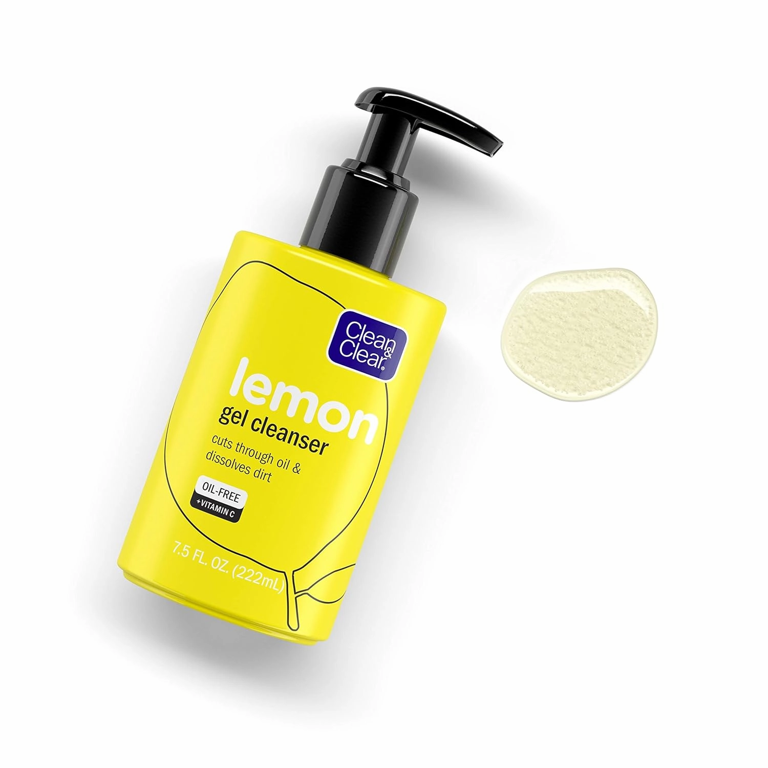 Clean & Clear Brightening Gel Facial Cleanser with Vitamin C, Lemon Extract & Glycerin, Oil-Free Daily Cleansing Face Wash Gel to Brighten Skin, Cleanse Oil & Dissolve Dirt, 7.5 oz