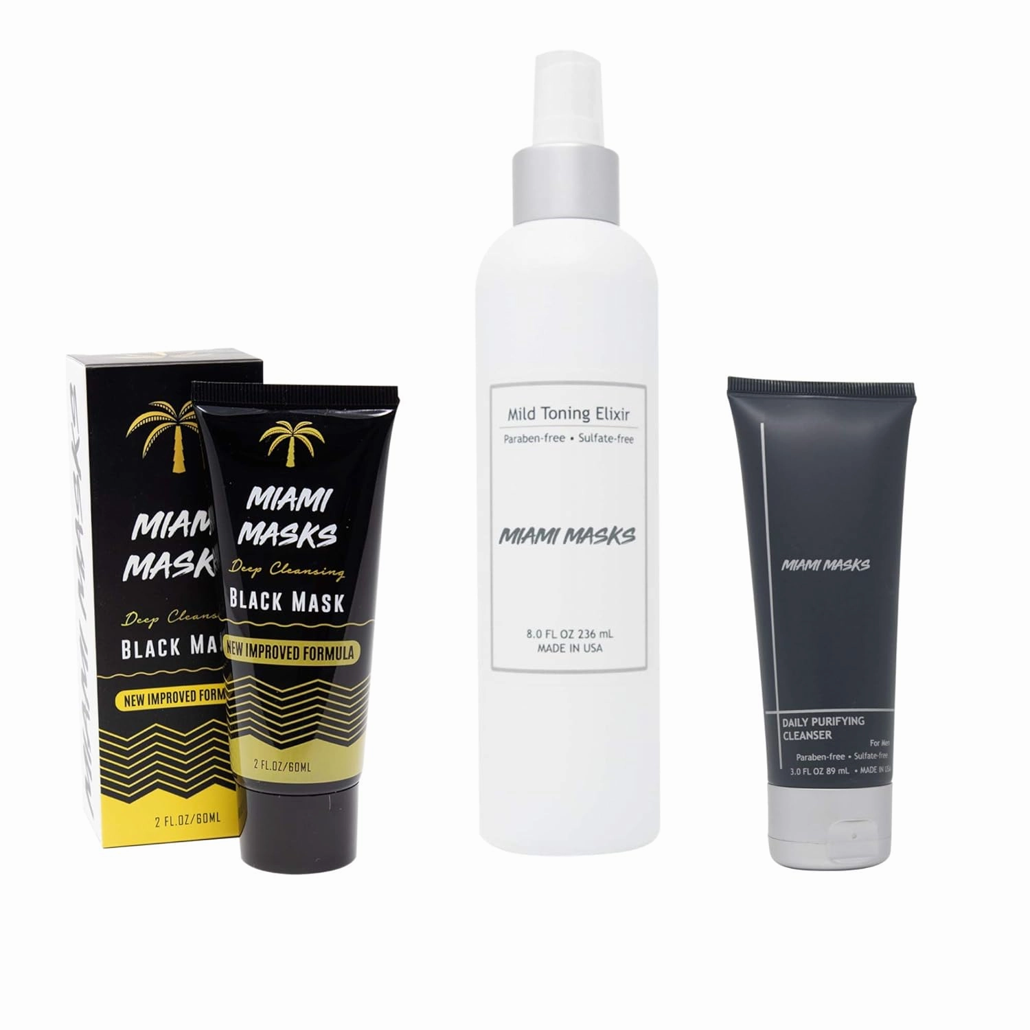 Clear Skin Kit Includes: Bamboo Black Charcoal PeelOff Face Mask, Cleanser, Mild Toner All Skin Types Nose, Forehead Smoother Deep Cleansing Purifying