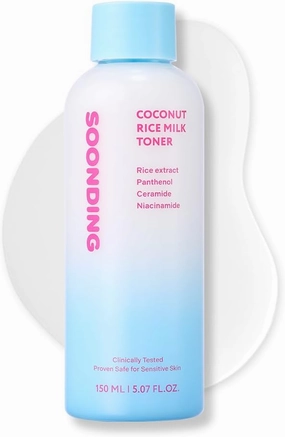 Coconut Rice Milk Toner | Smooth and Calm Hydration, Smooth Skin Texture and Strengthen Skin Barrier with Rice, Panthenol, Ceramide, AHA | Fragrance-Free, Korean Skin Care (150ml/ 5.07 fl oz)