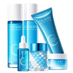 Collagen Moisturize 𝐁𝐫𝐢𝐠𝐡𝐭𝐞𝐧𝐢𝐧𝐠 Toner-Collagen Moisturize Anti-Aging Six Piece Set, Anti-Aging Moisturizing Hydrating Firming Skin