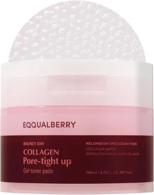 Collagen Pore-Tight Up Gel Toner Pads – Korean Pore-Tightening Toner with Deep Absorption Collagen, Hydrating & Firming Formula, 4.73 FL.OZ. (140ml) / 60 Pads