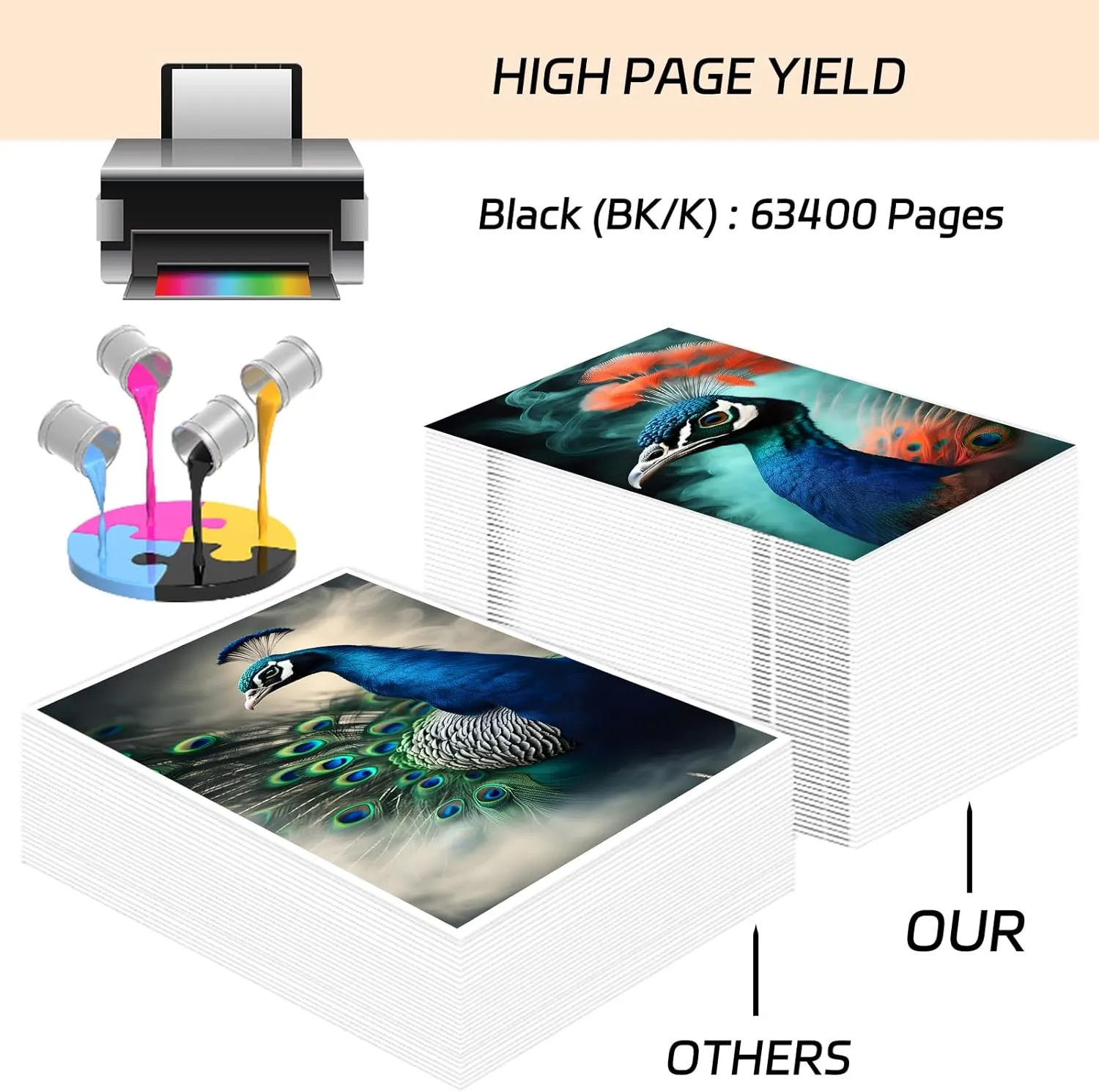 Compatible for Toshiba T-6000 Toner Cartridges Work for Toshiba E Studio 520 523 555 556 600 603 655 656 Printers, with Chip, High Yield 63400 Pages, Clear Printing (1 Pack Black)