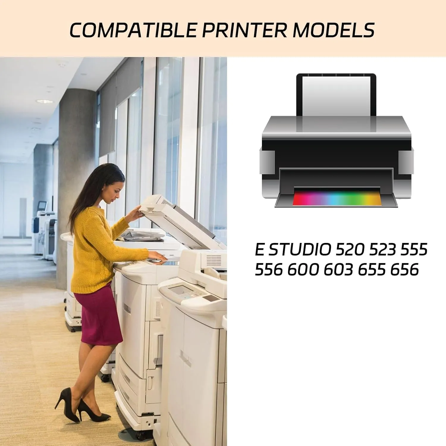 Compatible for Toshiba T-6000 Toner Cartridges Work for Toshiba E Studio 520 523 555 556 600 603 655 656 Printers, with Chip, High Yield 63400 Pages, Clear Printing (1 Pack Black)