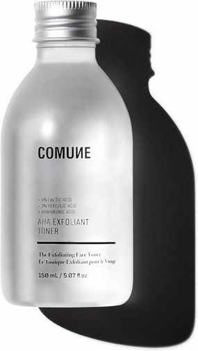 COMUNE AHA Exfoliant Toner - Leave-On Liquid Exfoliant 6% Lactic Acid, 3% Glycolic Acid   Hyaluronic Acid | Gently Exfoliates Dead Cells, Unclogs Pores & Smooths While Hydrating | 150 mL / 5.07 fl.oz