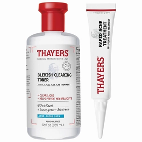 Control the Zit-uation: Thayers Blemish Clearing 2% Salicylic Acid Toner   Rapid 10% Sulfur Acne Treatment, Soothing and Non-Stripping Skin Care