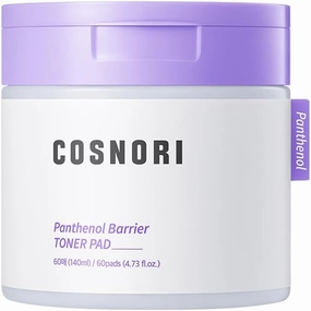 COSNORI Panthenol Barrier Toner Pad (60 Pads) - High-Concentration D-Panthenol - Vegan Certified - Soothing & Barrier-Boosting for Sensitive Skin - Vegan & Eco-Friendly (4.73 fl.oz.)