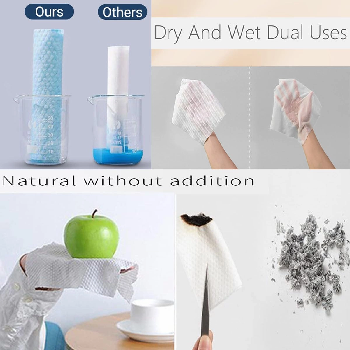 Cotton Disposable Face Towel，Extractable Face Towel，Extra Thick Soft Clean Facial Towels for Sensitive Skin (Bule,50 Count (Pack of 4))