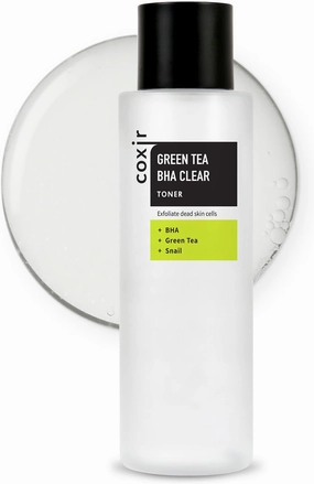 coxir Greentea BHA Clear Toner |Hydrates, Purifying and mild exfoliating Facial Toner| Korean Skin Care, Cruelty Free, Paraben Free [150ml/5.07 fl.oz]