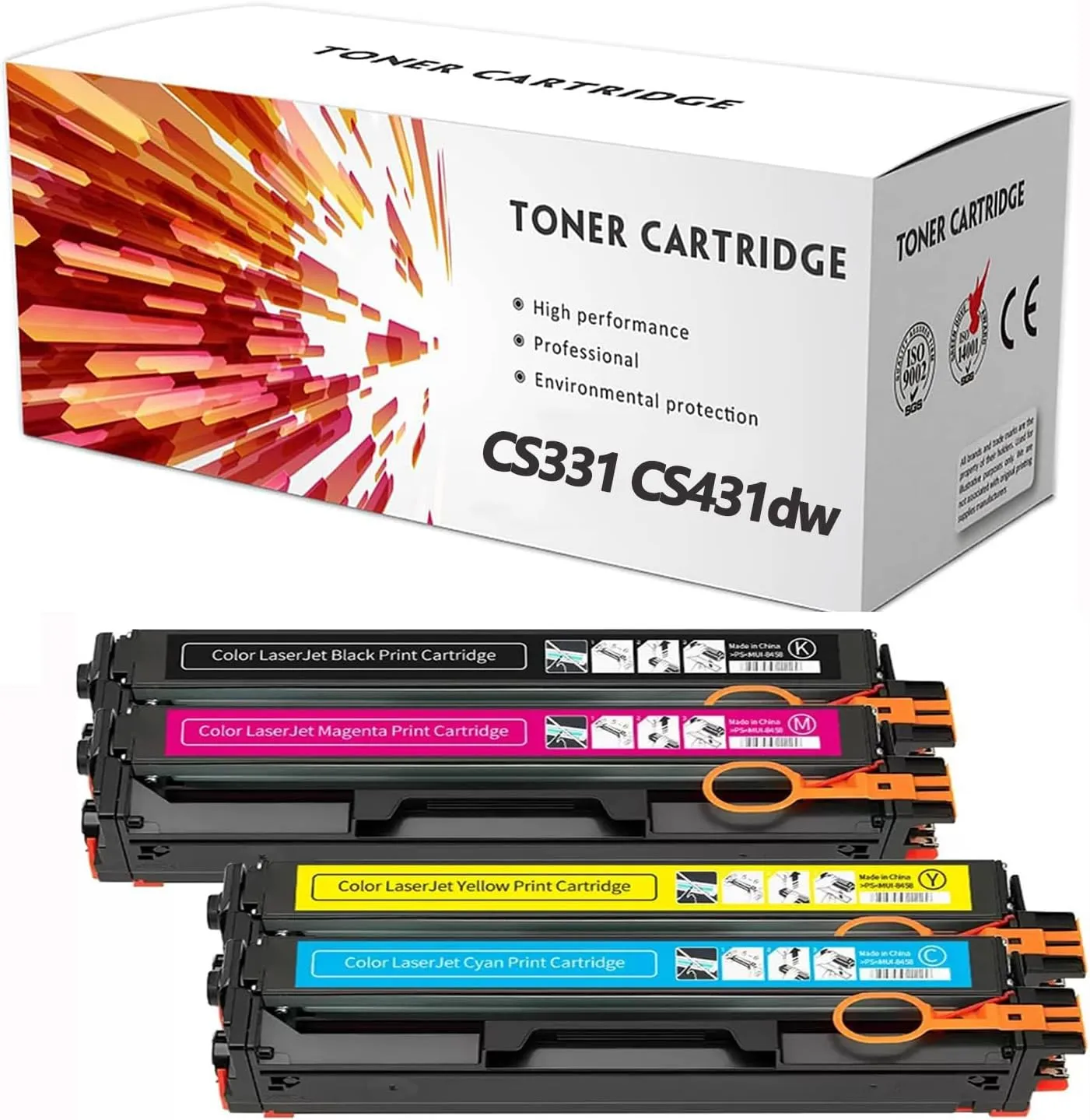 CS331 CS331dw Toner Cartridges(M,Y,C,K) for Lexmark CS431dw CX331 431dw CS331dn CX331dw CX431adwe Printer 20N30K0 20N30C0 20N30M0 20N30Y0 Ink Cartridges,4Color-4500pages
