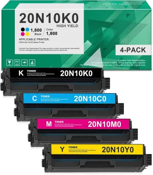 CS331 CX331 Toner Cartridge Set: Dophn 4 Pack 20N10K0, 20N10C0, 20N10M0, 20N10Y0 Toner Cartridge Replacement for Lexmark CS331dw CX331adwe Printer (BK/C/M/Y)