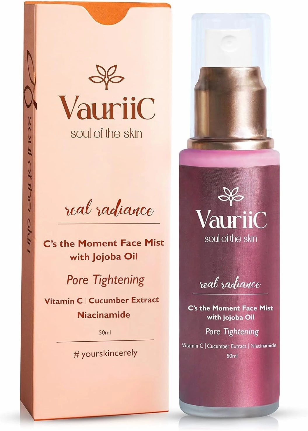 Cucumber & Vitamin C Face Toner Mist for Glowing Skin, Pores Tightening, Instant Hydration, Acne-Prone, Make-up Setting Spray Vitamin C & Niacinamide -50 ml, Clear