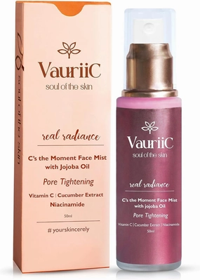 Cucumber & Vitamin C Face Toner Mist for Glowing Skin, Pores Tightening, Instant Hydration, Acne-Prone, Make-up Setting Spray Vitamin C & Niacinamide -50 ml, Clear