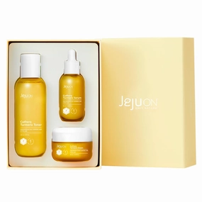 Cuthera Turmeric 3-Piece korean Skincare Set Essence Toner, Serum, Cream - Vegan, Anti-Aging, Hydrating, Moisturizing, Jeju Natural Ingredients, Elasticity care, Pore care, Skin Calming