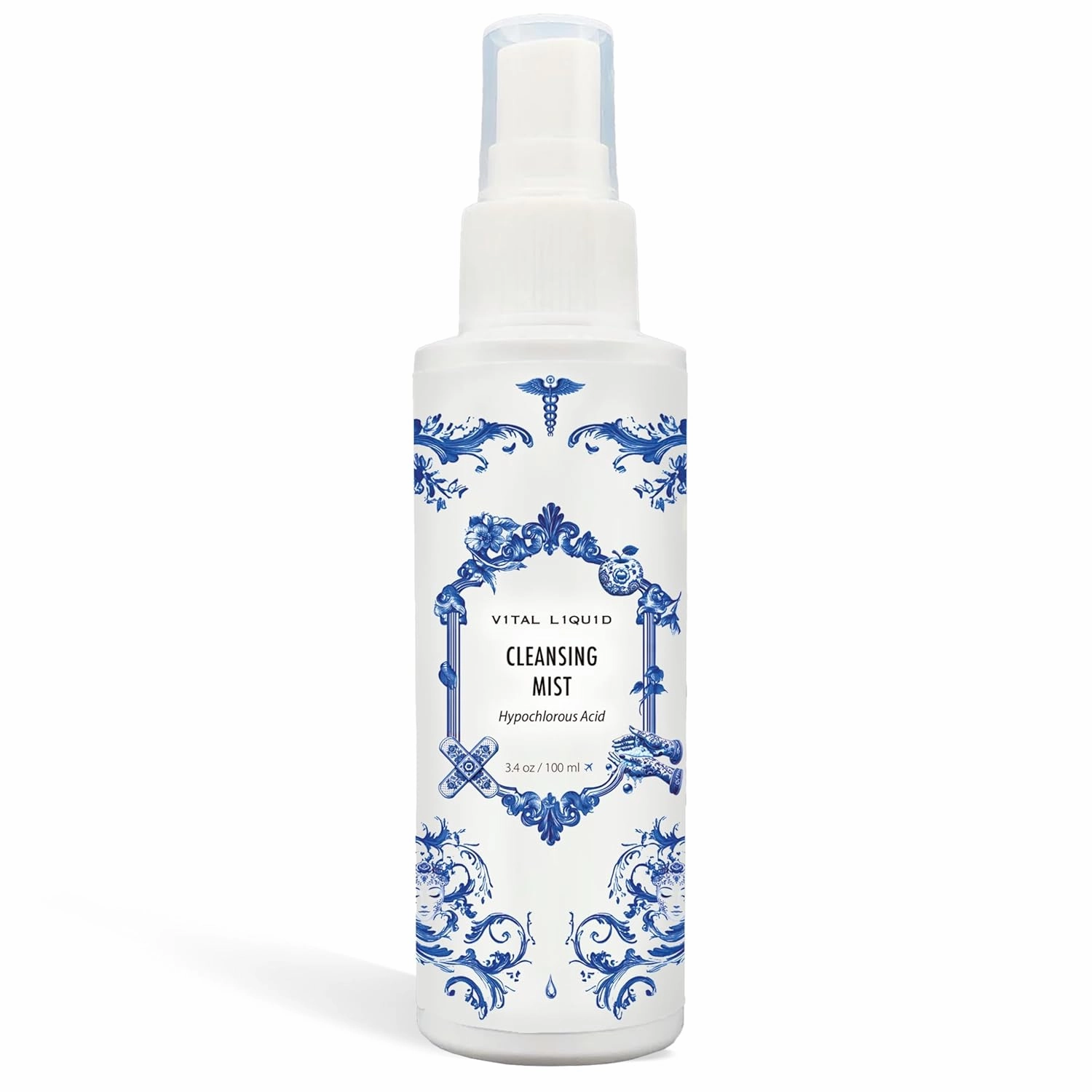 Daily Hypochlorous Acid Cleansing Spray for Sensitive Skin - Travel Size - Face, Back & Body Acne, Redness, Face & Scalp & Hand Eczema, Targets Bacteria, Makeup Brush Cleaner