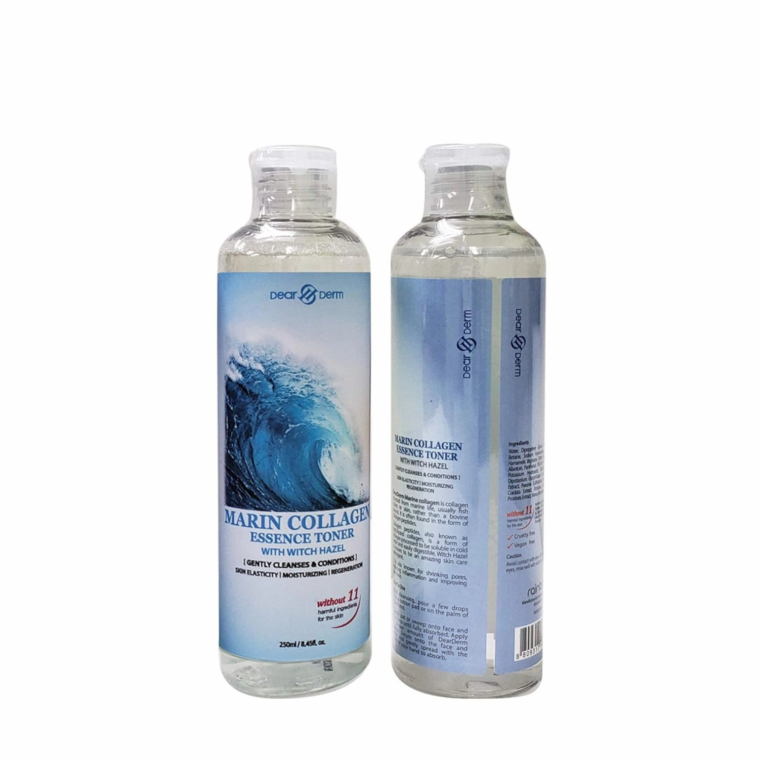 Dearderm Skincare Essence Face Toner 8.45fl.oz/250ml (with Witch Hazel) (Marine Collagen)