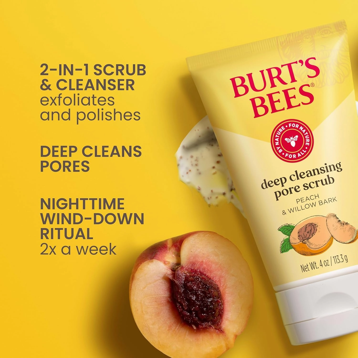 Deep Cleansing Pore Scrub with Peach and Willow Bark, 4 Ounces