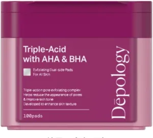 depology Triple-Acid Exfoliator Toner Pads - Double sides Gentle Resurfacing Pads with Glycolic, Lactic & Salicylic Acid for Pores, Dullness & Texture
