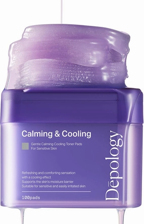 depology Calming & Cooling Toner Pads - Soothing Barrier Repair Pads with Centella, Ceramide & Bakuchiol for Sensitive, Reactive Skin - Redness Relief & Hydration