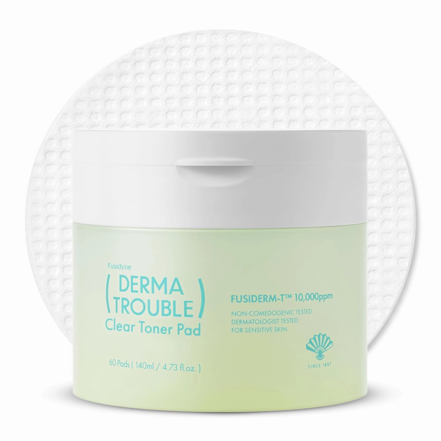 Derma Trouble Clear Toner Pad (60 Count) Gentle Exfoliation for Smooth, Clear Skin. Comedonal Acne. Korean Skin Care with Fusiderm-T 10,000ppm, LHA, PHA.