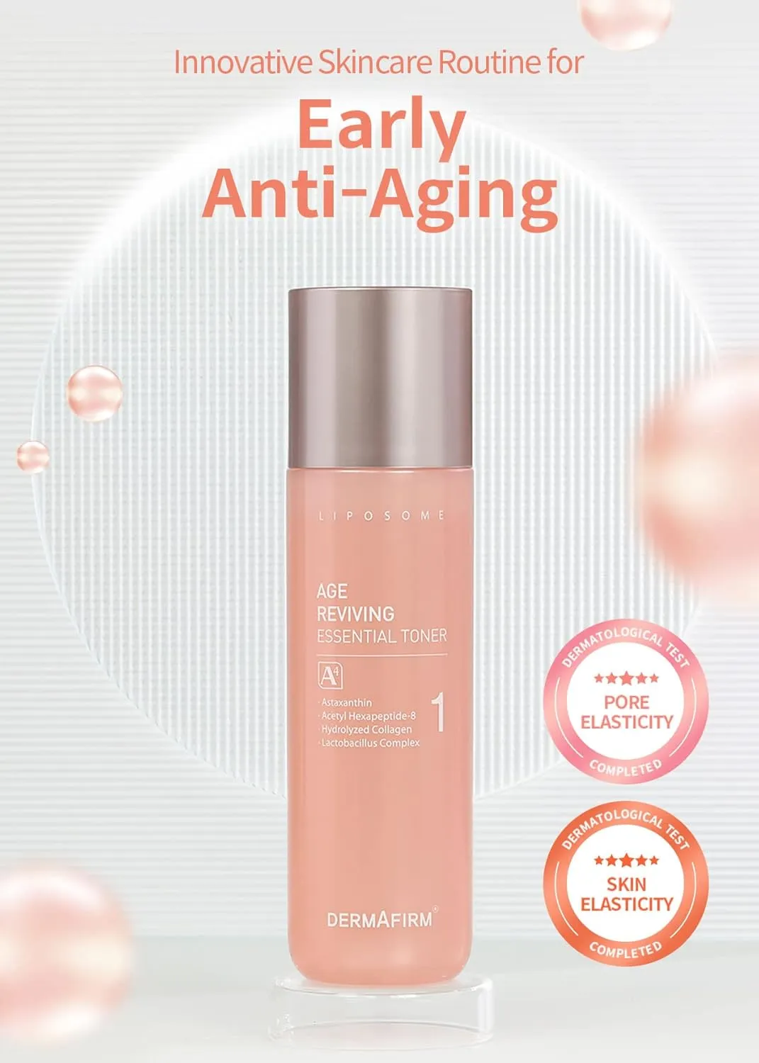 DERMAFIRM Age Reviving Essential Hydrating Toner A4 | Early Age-Defying Pore Firming Facial Toner with Collagen, Astasome & Peptide for All Skin Types | No Animal Trials No Paraben 6.76 fl oz