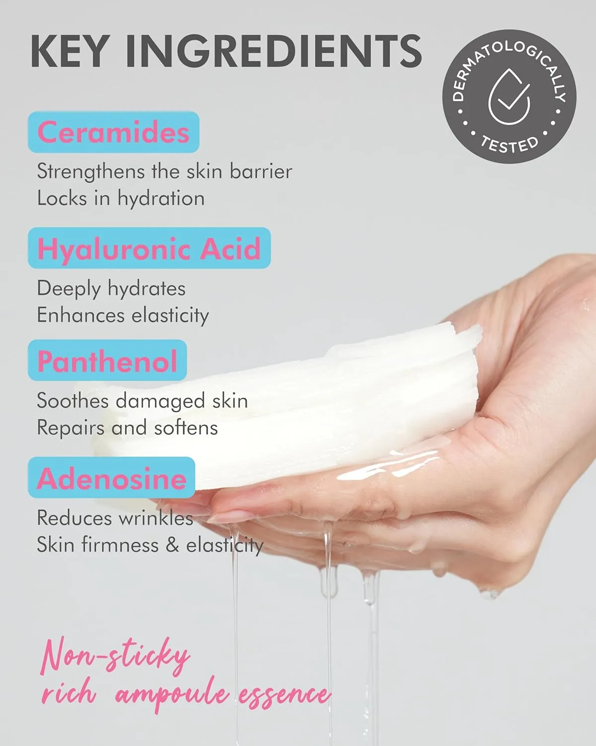 DERMAL Seoul Face Ceramide 3X Daily Quick Mask 36 Sheet – Korean Skincare Vegan Tencel Facial Masks - Intensive Moisturizing, Elasticity Mask Sheets with Hyaluronic Acid, Panthenol, Adenosine