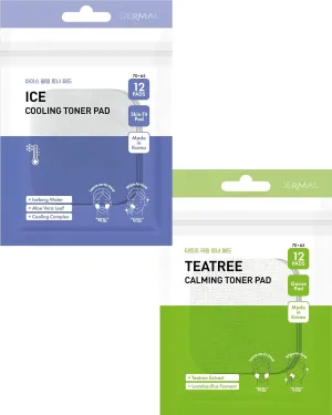 DERMAL Teatree Calming Toner Pad Travel Kit   Ice Cooling Toner Pad Travel Kit Bundle