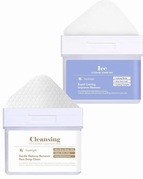 DERMAL Rice Bubble Cleansing Pad   Ice Cooling Toner Pad Bundle