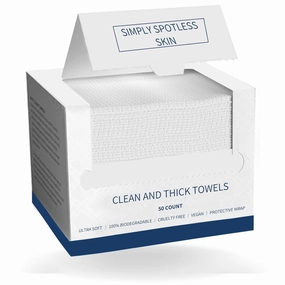 Disposable Towels 10"X 12" Size,Unscented ,100% Biodegradable,Ultra Soft Premium Viscose,Facial Makeup and Mask Removal. Face cleansing,For Travel Use,Dry Wipes.50 Count In Protective Wraped Box.