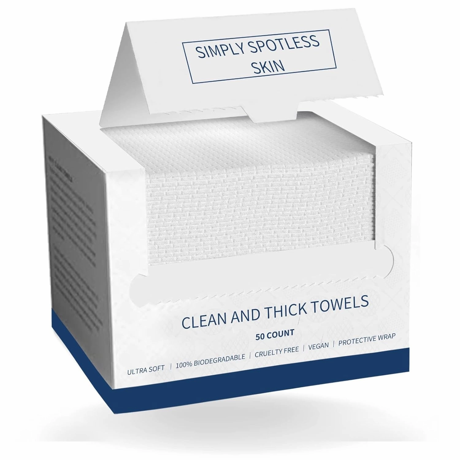 Disposable Towels 10"X 12" Size,Unscented ,100% Biodegradable,Ultra Soft Premium Viscose,Facial Makeup and Mask Removal. Face cleansing,For Travel Use,Dry Wipes.50 Count In Protective Wraped Box.