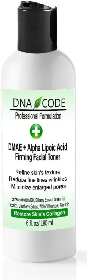 DNA Code-DMAE Alpha Lipoic Facial Firming Toner, Restore Skin Collagen & Elastin, Hydration, Pore Minimize