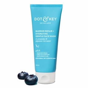 Dot.'&'Key Barrier Repair   Hydrating Gentle Face Wash With Probiotic | Ceremide Face Wash | Gently Cleanses Skin From Dirt & Oil | For Dry, Normal & Sensitive Skin | For Unisex | 100 ml, 3.38 fl oz